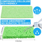 Zhengmy 48 Pieces Kitchen Sponge Bulk Natural Sponges for Dishes Compressed Wood Pulp Sponges Cleaning Sponge Without Scratching for Kitchen Bathroom, 3.9 x 2.4 x 0.12 Inch (Multicolor)