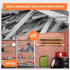 4 Pack Wood Organizer and Lumber Storage Rack Wall Mount, Heavy Duty Wood Storage Organizer Racks with 3-Level System for Garage, Workshop, Basement, Holds Up 220 LBS Per Level (Black)