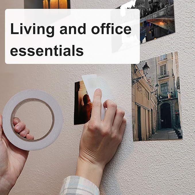 6 Rolls Double Sided Office Tape Clear Double-Sided Adhesive Tape Removable for DIY Arts, Crafts, Scrapbook, Photos Display ect，1/4-Inch x 22.9 Yards (6.35mm x 21m)