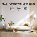 HBN Extension Cord, 3-Pack 3FT Black, 2 Prong Indoor Extension Cord 16/2 SPT-2, 13A, 1625 W, 3-Outlet Extension Cords for Home/Office Use