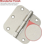 36 Pack Rounded Brushed Nickel Door Hinges 3.5 Inch x 3 ½" 5/8" Radius 3 1/2" Satin Hinge Flat Bifold Easy Install for Bed Room Pantry Clean Glass Glass French Interior Wood Doors,Table,Hardware