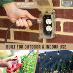 75 ft Brown Outdoor Extension Cord 3 Outlet Triple Tap, 16/3 SJTW Heavy Duty 16 Gauge Exterior Extension Cord with Multiple Outlets 3 Prong, Weatherproof Cable for Landscaping, Deck, Patio