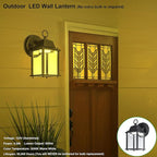 LIT-PaTH Outdoor LED Wall Lantern, Wall Sconce as Porch Lighting Fixture, 3000K Warm White, 9.5W 800 Lumen, Aluminum Housing Plus Glass, Black Finish, 1-Pack