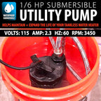 DrainX Tankless Water Heater Flushing Kit with Eco-safe Liquid Descaler Solution, Steel Hoses, 1/6HP Extra Strength Pump