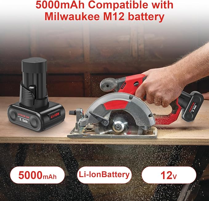 Mrupoo 2-Pack 5.0Ah Replacement Battery Compatible with Milwaukee M12 Battery 12V Lithium-Ion – Works with 48-11-2460, 48-11-2412, 48-11-2401 Cordless Tools