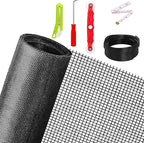 Ouskr Replacement Window Screens Kit, 48X118 Inch Durable Window Screen Mesh for Patio Porch Door Windows, DIY Adjustable Fiberglass Screen Repair Kit with Rolling Tool Hook Ruler Cutter Spline