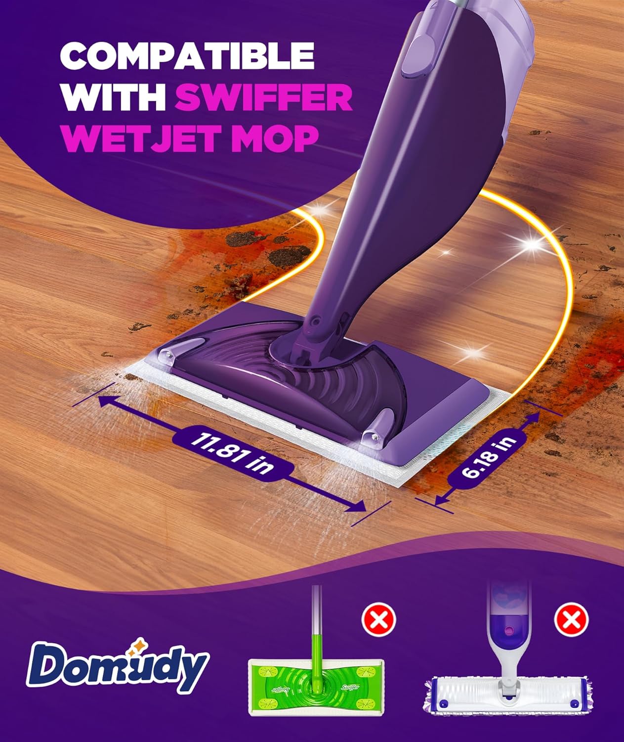 4-Layer Super Absorbent Pad Refills for Swiffer Wet Jet Mop, Heavy Duty & No-Shedding Mopping Pads Refill, Disposable Streak-Free Cleaning for All Sealed Floors, 60 Pack