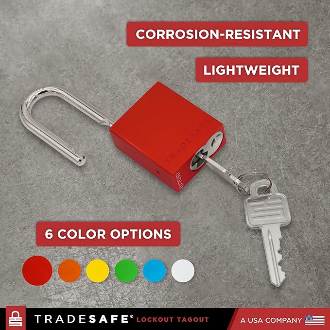 TRADESAFE Lockout Tagout Locks Set - 10 Red Aluminum Loto Locks, Keyed Different Lock Out Tag Out Padlocks, 2 Keys Per Lockout Padlock, OSHA Compliant