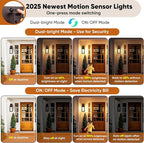 BesLowe 14” Upgraded Motion Sensor Outdoor Wall Lights, Dusk to Dawn Porch Lights Outdoor Wall Sconces, 3 Lighting Modes Exterior Lighting Fixtures with Hooks, Brown Outside Lights for House, 2-Pack