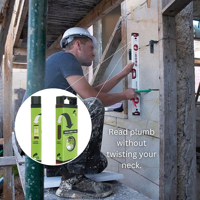 Kapro - 705 Eagle Magnetic Box Level - OPTIVISION & Plumb Site - Features 2% Gradient, Acrylic Vials, and Wall-Grip - For Masonry and Concrete Jobs - VPA Tested - 24 Inch