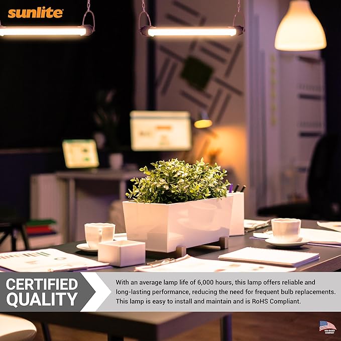 Sunlite 12-Inch F8T5/WW T5 Linear Fluorescent Lamp, 8 Watts, 380 Lumens, 2700K Soft White, Miniature G5 Bi-Pin Base, ROHS Compliant, High Performance Straight Tube, 10 Pack