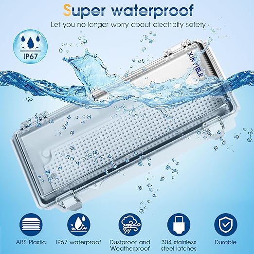 Waterproof Outdoor Project ABS Plastic Junction Box IP67 Weatherproof Dustproof Enclosure with Hinged Cover, Mounting Plate,Wall Brackets for Power Project (Clear,10.2"x4.3"x3.0")