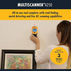 Zircon MultiScanner A250 All-In-One Stud Finder/Metal Detector/Live AC Wire Detection and Scanner,Yellow