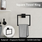 6-Piece Matte Black Bathroom Hardware Accessories Set - 24 Inch Towel Bar Set, SUS304 Stainless Steel Towel Holder Set, Hand Towel Holder, Heavy Duty Wall Mounted Modern Hand Towel Bar for Bathroom