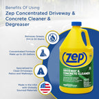 Zep Driveway, Masonry and Concrete Cleaner and Degreaser Concentrate - 1 Gallon (Case of 4) ZUCON128 - Construction Grade Degreaser Removes Grease, Dirt, and Oil Stains on Concrete, Brick, Asphalt,