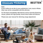 BESTTEN Super Slim Dimmer Light Switch, Quiet Rocker, Max 300W LED, CFL, 600W Incandescent, Single Pole or 3 Way Dimmable Switch with Screwless Wallplate, ETL Listed, 3 Pack, White