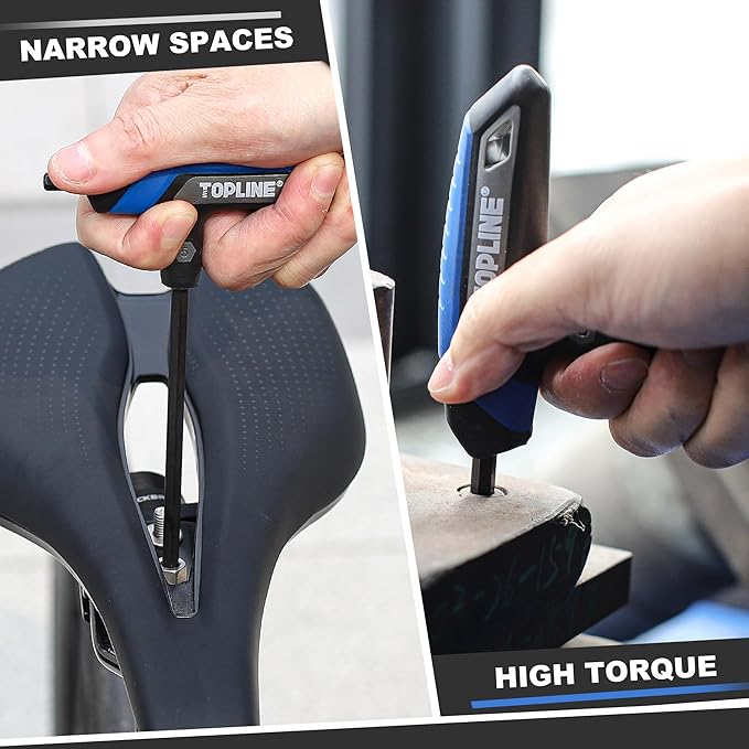 Topline 14-Piece T-Handle Hex Key Set, Metric&SAE, Long Arm Hex Keys, Portable Allen Wrenches Sets with Storage Rack for Basic Home Repair and Mechanics Maintenance