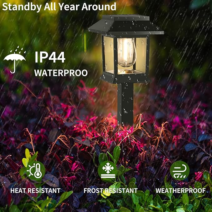 Solar Lights Outdoor, 6 Pack Waterproof Auto On/Off Solar Pathway Lights for Garden, Landscape, Path, Yard, Patio, Driveway, Walkway Decor