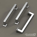 Alzassbg 6 Pack Polished Chrome Cabinet Pulls, 7-1/2 Inch(192mm) Hole Centers Cabinet Handles Square Kitchen Hardware for Cabinets AL3046CP