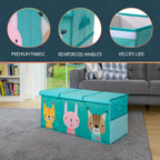 Extra Large Toy Storage Organizer with Lid - Sturdy, Collapsible Toy Chest Storage Box with Cute Design - Toys Bin with Dividers for Kids, Boys, Girls, Nursery, Bedroom, Play room 37"x16"x14"