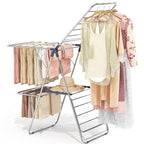 APEXCHASER Clothes Drying Rack with 4 Wings, Drying Rack Clothing with Height-Adjustable, Foldable Gullwings Laundry Drying Rack, Indoor Outdoor Use, No Assembly, Blue