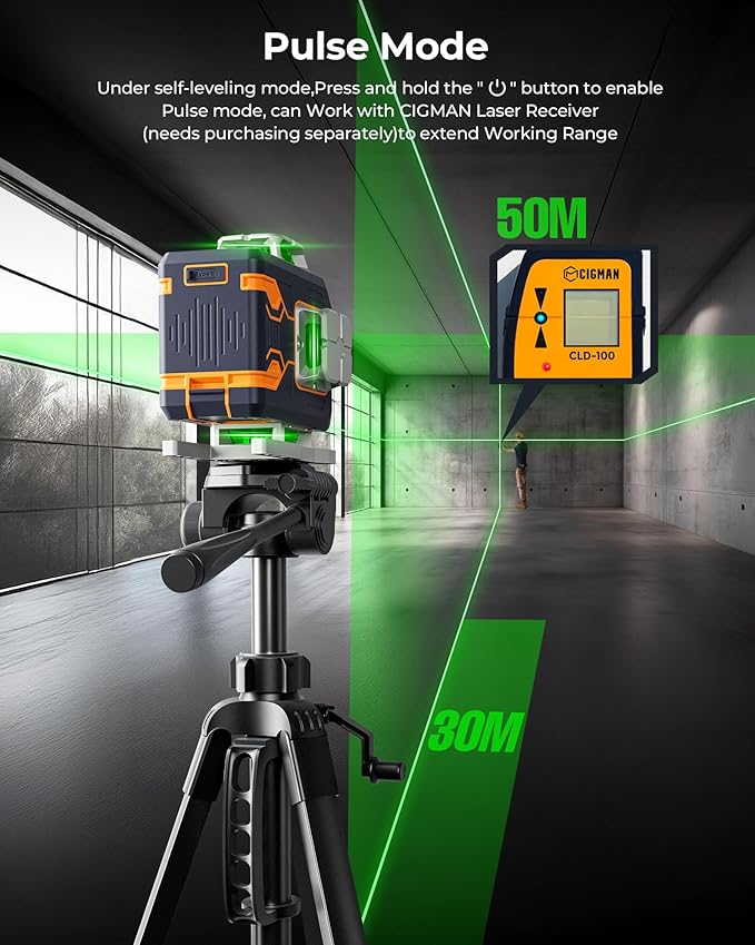 CIGMAN 4x360° 16 Lines Laser Level with Remote&APP Control, Green Self Leveling Cross Line Laser, 4D Vertical/Horizontal Line for Construction, Home Renovation, Picture Hanging