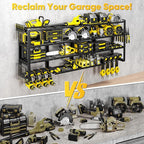 64”W Power Tool Organizer Wall Mount, Heavy Duty 8-Drill Cordless Drill Holder Supports 800 lbs, 4-Layer Corner or Straight Assembly Large Tool Battery Storage Rack for Garage Workshop