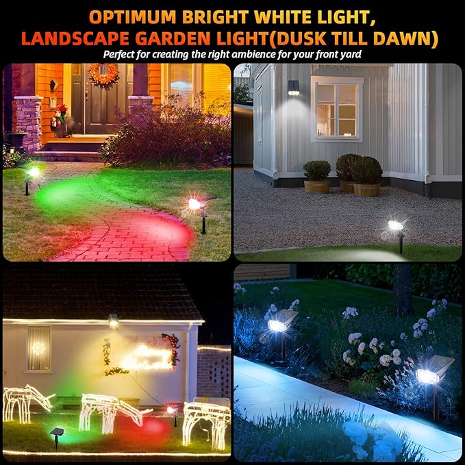 Solar Spot Lights Outdoor Color Changing, IP65 Garden Lights Solar Powered Waterproof with 9 Light Modes, Colored Landscape Lighting Auto On/Off, for Garden Pool Area Pond Yard, 10 Pack