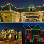 Meconard C9 Led Replacement Christmas Light Bulbs, C9 Shatterproof Led Bulbs for Christmas Indoor Outdoor String Lights, Mini Bulb Intermediate E17 Base Decor Red Light Bulbs Green Light Bulb, 25 Pack