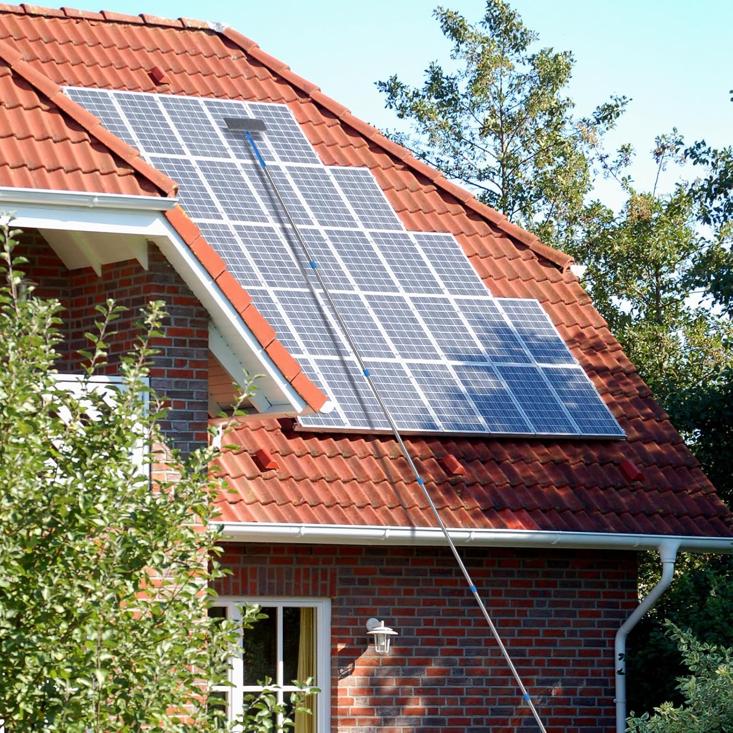 20 Feet+ High Reach Window Squeegee, 2-in-1 Window Cleaner Tool with 15.5Ft Extension Poles, Professional Window Washing Kit, Long Window Cleaning Equipment for High Outdoor Windows Glass