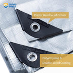 GUARD SHIELD Heavy Duty Tarp 16x20 Feet Silver Multi Purpose Thick Waterproof Poly Tarp Cover 10mil