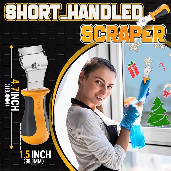 DIYSELF Razor Blade Scraper 12Pack Glass Scraper Oven Scraper for Cleaning Razor Scraper for Floors Glass Stove Top Scraper Window Scraper Includes Extendable Handle and 10 Extra Blades