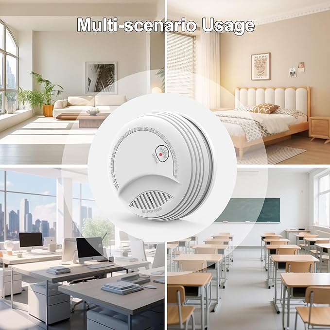 Fire Alarms Smoke Detectors, Photoelectric Sensor Smoke Alarm Battery Operated, Fire Alarm with Test Button & Low Battery Signal, LED Warning Light 85 dB Alarm Sound for Bedroom and Home, 6 Pack