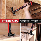 ARROW 20oz Straight Claw Hammer with Magnetic Nail Holder, Smooth Face and Forged Steel Head, Shock-Absorbing Fiberglass Handle, for Carpentry and General Purpose