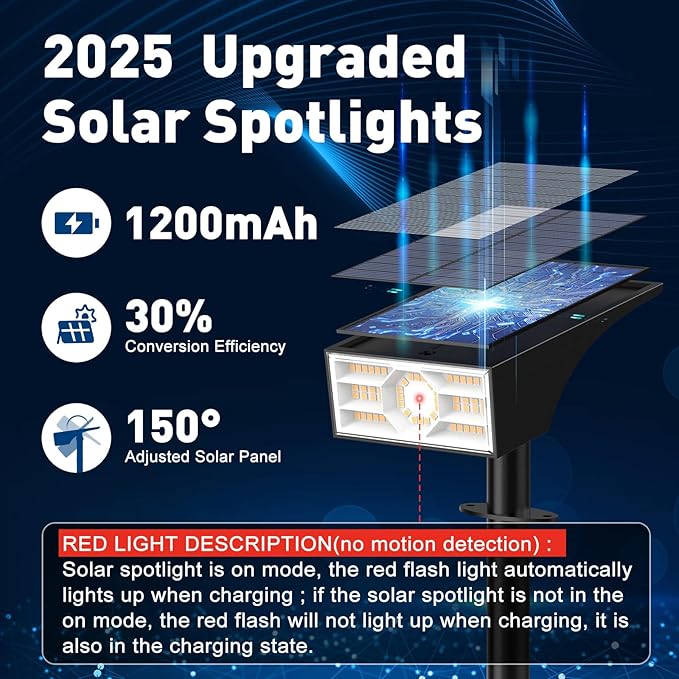 Solar Spot Lights Outdoor,2 Pack/56 LED Outdoor Lights for Yard Waterproof IP68, 4 Lighting Modes Solar Landscape Spotlights, Auto On/Off Solar Powered Flood Lights Garden Pathway,Warm White