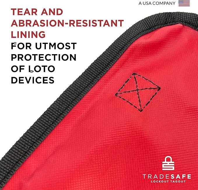 TRADESAFE Lockout Tagout Bag for Loto Devices - Polyester Canvas Lock Out Tag Out Kit, Heavy Duty Lockout Bag with Handles, 9-3/8 x 5-1/2 x 4-5/16 inches
