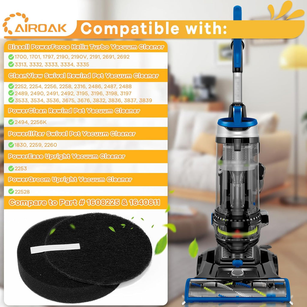 2252 Vacuum Filters for Bissell CleanView Vacuum Cleaner 3197A 3198A 2256 3534 3536 2258 2253 1979 2190, Compare to Part #1608225 & 1601972