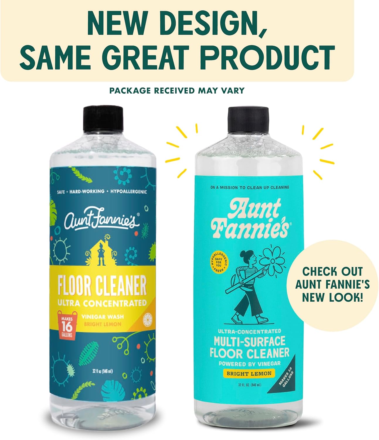 Aunt Fannie's Bundle: Floor Cleaner Vinegar Wash, Bright Lemon + Carpet Refresher, Bright Lemon