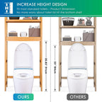 SMIBUY Bathroom Storage Shelf, Bamboo Over-The-Toilet Organizer Rack, Freestanding Toilet Space Saver with 3-Tier Adjustable Shelves (Natural)