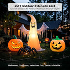 25FT Outdoor Extension Extension Cord for Halloween Christmas Inflatables with Multiple Outlets Black Electrical Cord with Multiple Plugs Outdoor Christmas Blow Up Decorations Light Extension Cords