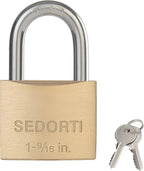 Weatherproof Padlock with Stainless Steel 304 Short Shackle and Solid Brass Body, 1-9/16 in. Wide, 12 Padlocks Keyed Alike, Marine Grade Rustproof Lock for Outdoors Use