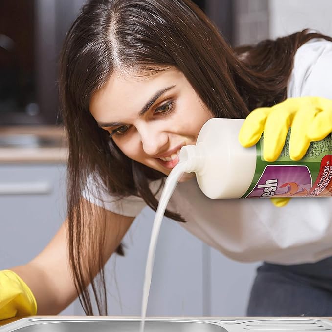 Enzyme Drain Cleaner & Deodorizer for Sink Drain, Showers, Septic Systems, Bathroom & Kitchen - Smell Remover for Fruit Fly Garbage Disposals, Dishwasher & Washing Machines - (32oz)