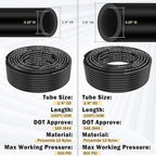 CheeMuii 100 PCS Brass DOT Air Line Fittings with 100FT 1/4" and 100FT 3/8" DOT Air Line Kit Push Lock Air Fitting Quick Connect & NPT Thread Fittings with Pneumatic Tubing