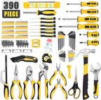TOPLINE 390-Piece Hand Tool Kits for Home, 14-Inch Wide Mouth Tool Bag with Tools Included, Home Tool Set for Men, General Maintenance, Daily Use