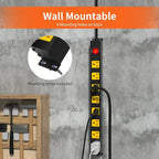 8 Outlet Long Power Strip, 2Pack 2100J Surge Protector Heavy Duty 6FT Cord Wide Spaced and Wall Mount Metal Powerstrip for Home Office Garage Workshop