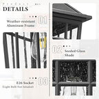 Darkaway Large Outdoor Wall Lights for House, 18inch Exterior Lighting Fixtures 2pcs Wall Mount Outdoor Porch Lights Black Outdoor Sconce Lights with Seeded Glass for Hallway Garage
