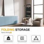 3 Step Ladder, Portable Steel Folding Step Stool with Wide Anti-Slip Pedal & Convenient Handgrip, 500lbs Sturdy Steel Ladder, Black