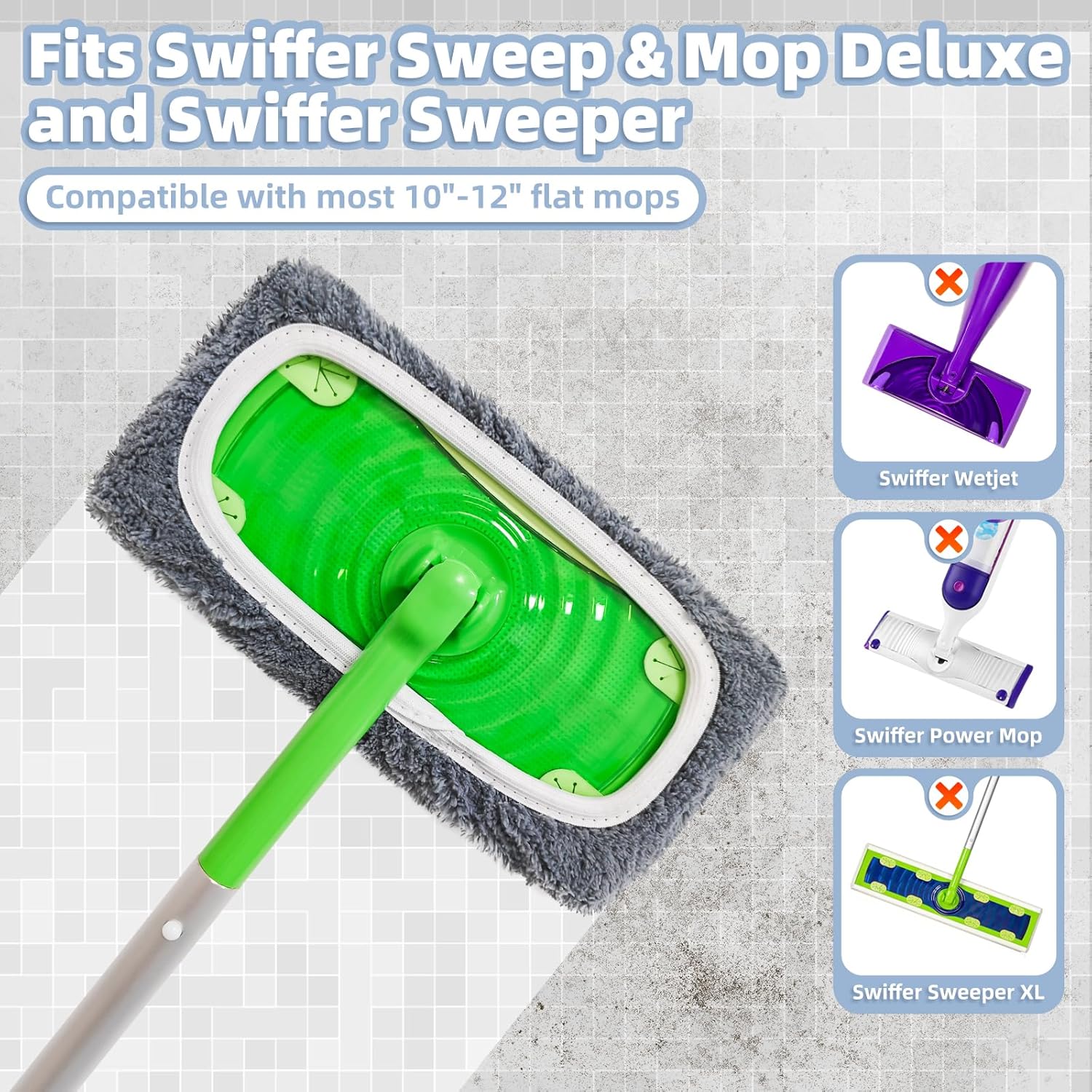 Reusable Dry Sweeping Cloths Microfiber Wet Pads Refill Compatible with Swiffer Sweeper Mop, Machine Washable Sweeping Mop Pads for Use on All Sealed Floors - Stone, Hardwood, Laminate & Tile (6 Grey)