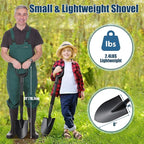31" Compact Garden Shovel with D-Grip Handle - Rust-Proof Lightweight Metal Tool for Raised Beds, Tight Spaces & Emergency Use (Kids/Adults Friendly), Black
