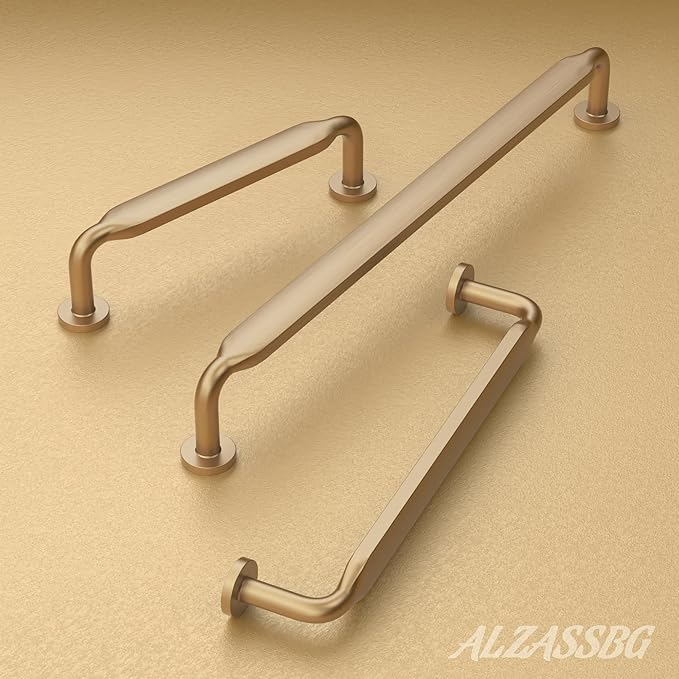 Alzassbg 6 Pack Champagne Bronze Cabinet Handles, 3-3/4 Inch(96mm) Hole Centers Arch Modern Cabinet Pulls Kitchen Cabinets Hardware for Cabinets and Drawers AL3503TGP